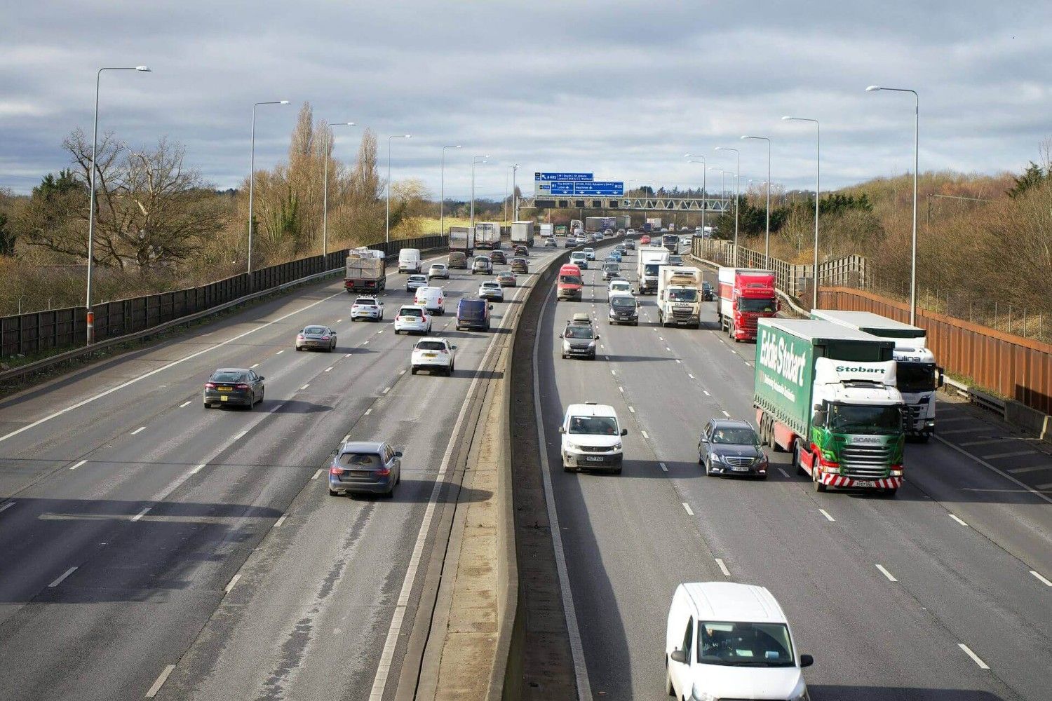 Busy highway with vehicles